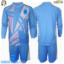 Camisa de time de futebol Espanha Goleiro Replicas 1º Equipamento Infantil Europeu 2024 Manga Comprida (+ Calças curtas)